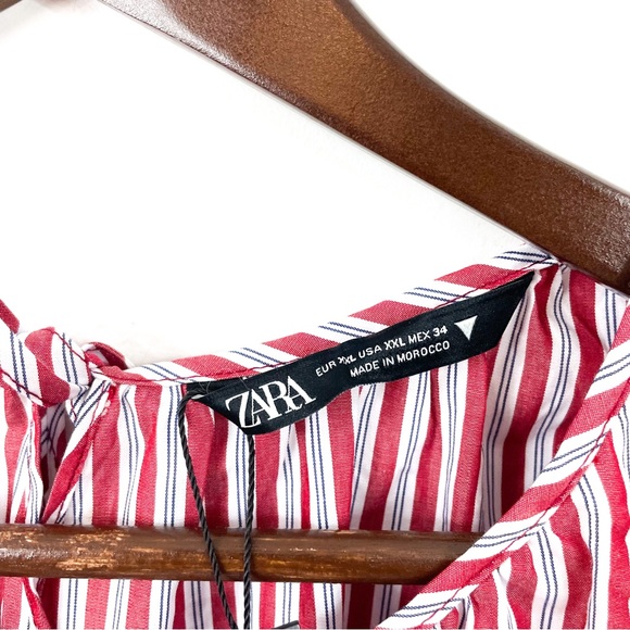 Zara Poplin Top With Red and White Stripes - Picture 8 of 8